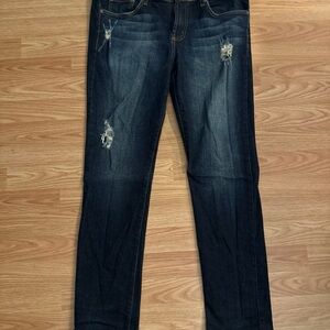 Men's Slim Straight Distressed Jeans - Dark Blue